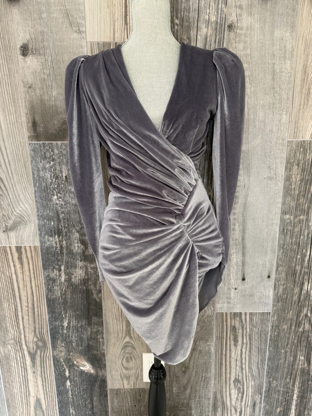 NWT Alexandre Vauthier Ruched Velvet Mini Dress